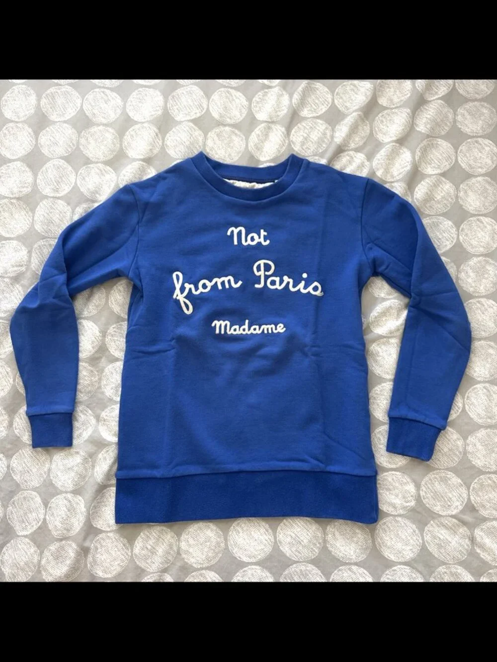 Drole de Monsieur Not From Paris Madame Men's Blue Sweatshirt Sweater Sz M